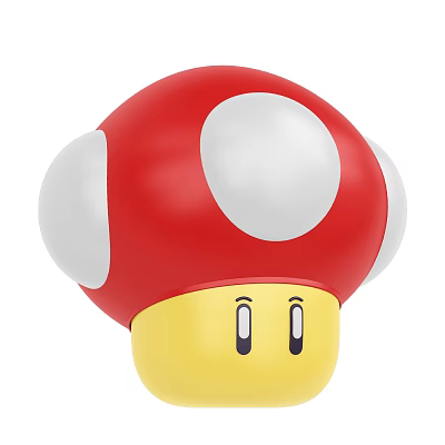 Cartoon Mushroom Character with Red Top White Spots Yellow Base and Cute Facial Eyes Design 3d model