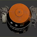 Smart Robot With Orange Dome White Body Mechanical Arms And Wheels