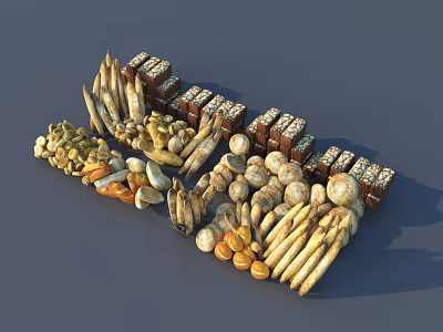 Stone and Wood Decorative Materials With Various Shapes Sizes Arranged Neatly For Decoration Construction 3d model