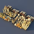 Stone and Wood Decorative Materials With Various Shapes Sizes Arranged Neatly For Decoration Construction
