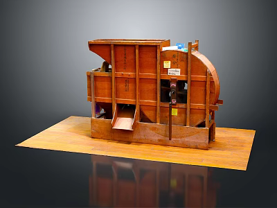 Wooden Computer Model Featuring Multiple Compartments And Components On Platform Structure 3d model