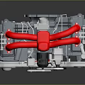 Mechanical Power Unit Featuring Red Components Gray Body And Gear Pulley System