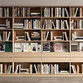 Modern Wooden Bookcase With Shelves Filled With Books And Decorative Pieces