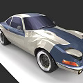 Vintage Sports Car In Low Poly Style With Blue And White Classic Design