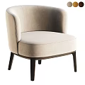 Beige Single Sofa With Curved Armrest Dark Wooden Legs Modern Minimalist Style