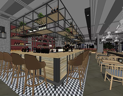 Industrial LOFT Bar Natural Original Ecological Bar 3d model