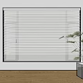 Venetian Blinds In Bright Interior With Window And Green Potted Plant