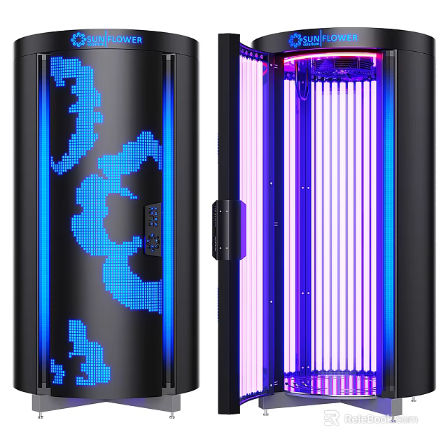 Modern UV Disinfection Cabinet With Blue Digital Display And Interior Purple UV Lights 3d model 