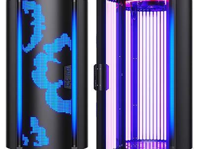 Modern UV Disinfection Cabinet With Blue Digital Display And Interior Purple UV Lights 3d model