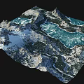 Aerial View Of Breathtaking Mountain Landscape With Snowy Peaks And Crystal Clear Icy Lake