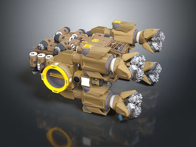 Industrial Mechanical Engine With Brown Metal Structure Multiple Components And Pipes 3d model