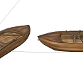 Two Classic Wooden Boats With Oars And Natural Wood Interior Details
