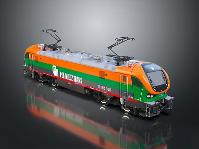 Modern Orange And Green Electric Train With Norsk Jernbane And Pantographs 186 060 3d model