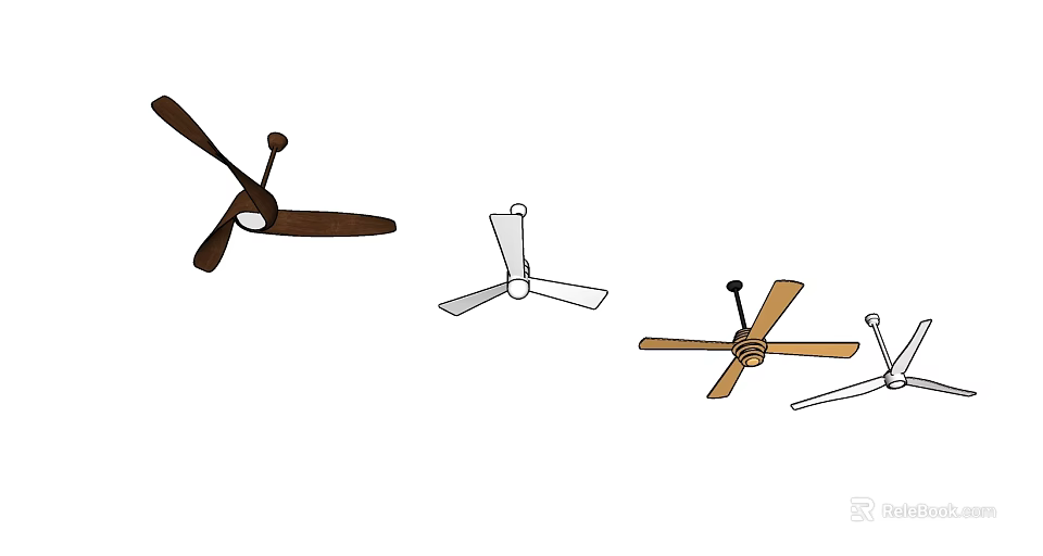 Ceiling Fans With Various Styles And Color Options For Home Use 3d model 