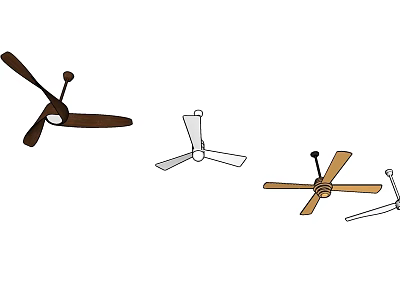Ceiling Fans With Various Styles And Color Options For Home Use 3d model