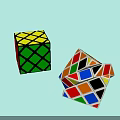 Colorful Cube Shaped Furniture With Unique Design And Orange Finish