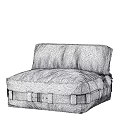 Gray Fabric Single Sofa With Straps And Metal Buckles Modern Design