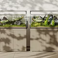 Double Aquariums With Rocks Aquatic Plants And Fish On Wooden Cabinets With Shadows