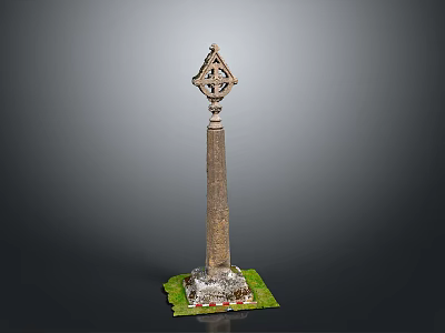 Intricate Stone Sculpture Carving With Ornate Top Design And Green Base 3d model