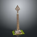Intricate Stone Sculpture Carving With Ornate Top Design And Green Base