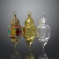 Traditional Decorative Lanterns With Colorful Gold White Ornate Intricate Patterns