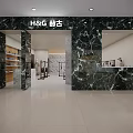 Modern Clothing Store With Marble Walls Spacious Interior And Display Racks
