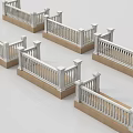 White Decorative Railings With Architectural Posts Modern Design For Outdoor Use 3d model