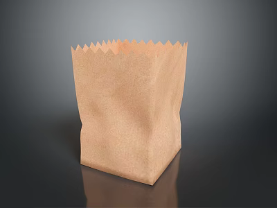 Brown Kraft Paper Bag With Scalloped Edge For Everyday Household Use 3d model