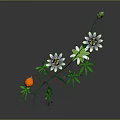 Green Vine Home Decor Ornament With Purple White Flowers Orange Fruit And Leaves
