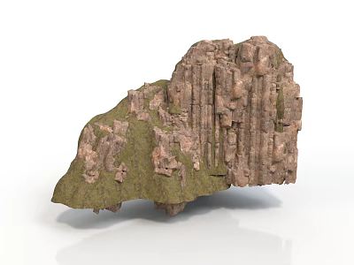 Natural Rock Formation With Moss Covered Surface And Textured Details 3d model