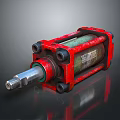 Red Heavy Duty Hydraulic Cylinder With Metal Components And Industrial Design