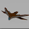 Orange and White Sleek Winged Spaceship with Aerodynamic Design for Interstellar Travel