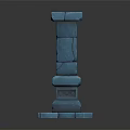 Blue Stone Block Stacked Pillar with Square Base and Layered Structure Design 3d model