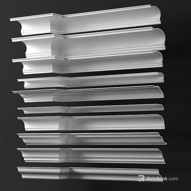 Layered Silver Metallic Decorative Corner Trim For Modern Interior Design 3d model 