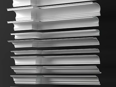Layered Silver Metallic Decorative Corner Trim For Modern Interior Design 3d model