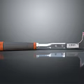 Scraper Tool Featuring Gray And Orange Handle Silver Metal Blade And Barcode Label