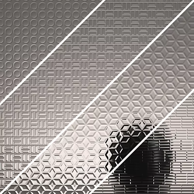 Modern Silver Metallic Interior Wall With Geometric Patterns And Striped Texture 3d model
