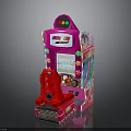 Colorful Kids Arcade Machine With Pink Body Red Pedal And Happy
