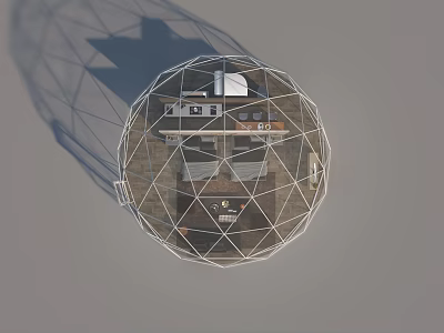 Dome Shaped Tent With Interior Furniture And Metal Frame Camping Living Space 3d model