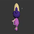 Cartoon Girl With Purple Pigtails Holding Crescent Moon And Stars