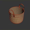Small Animal Basket With Orange Woven Design And Red Carry Handles