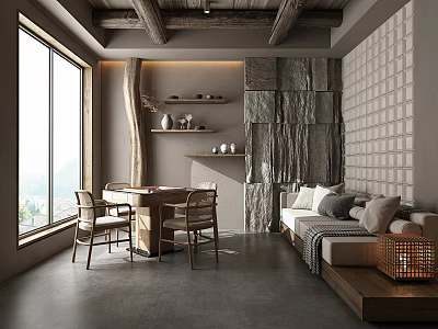 Modern Hotel Mahjong Room Interior Featuring Wooden Tables Comfortable Sofas And Decorative Walls 3d model