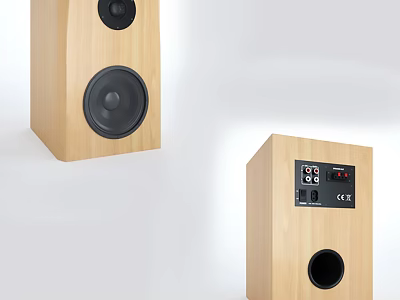 Elegant Wooden Bookshelf Speakers With High Quality Dual Speaker Drivers Control Panel And Ports 3d model