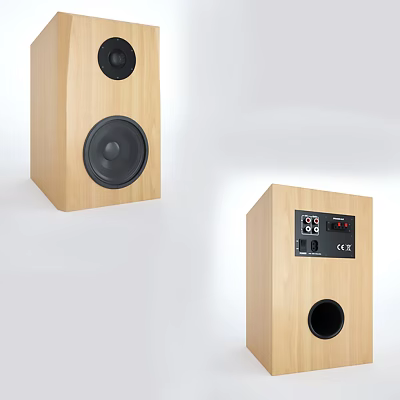 Elegant Wooden Bookshelf Speakers With High Quality Dual Speaker Drivers Control Panel And Ports 3d model