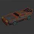 Rusty Metal Cyberpunk Car With Wrecked Frame And 3D Model Design