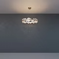 Elegant Round Crystal Chandelier With Golden Ceiling Mount And Decorative Design