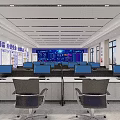 Professional Monitoring Room Command Center With Multiple Screens And Control Consoles