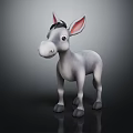 Cartoon Donkey 3D Character Design With Gray Body Big Ears And Black Mane