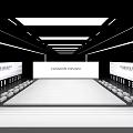 Fashion Runway Show with Modern Lighting White Seats and Design Backdrops
