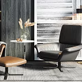 Modern leisure sofa combination leisure chair side table lamp combination 3d model